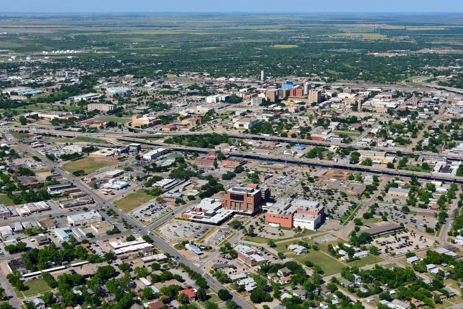 Aerial view of downtown Wichita Falls, Texas